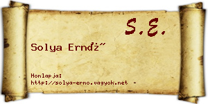 Solya Ernő névjegykártya